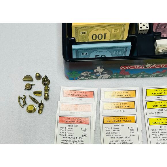 Vintage Monopoly 1935 Commemorative Edition 1985 Collectors Tin Complete - Picture 6 of 8